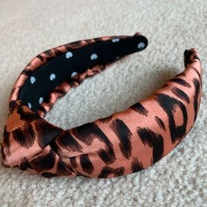 Lele Sadoughi blush leopard knotted headband